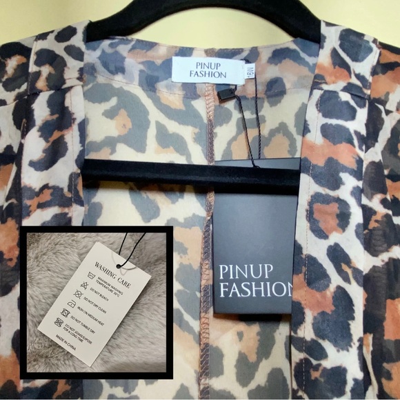 16W Leopard Print Sexy Bikini Cover SemiSheer Summer Beach Kimono Cardigan Brown - Picture 7 of 8